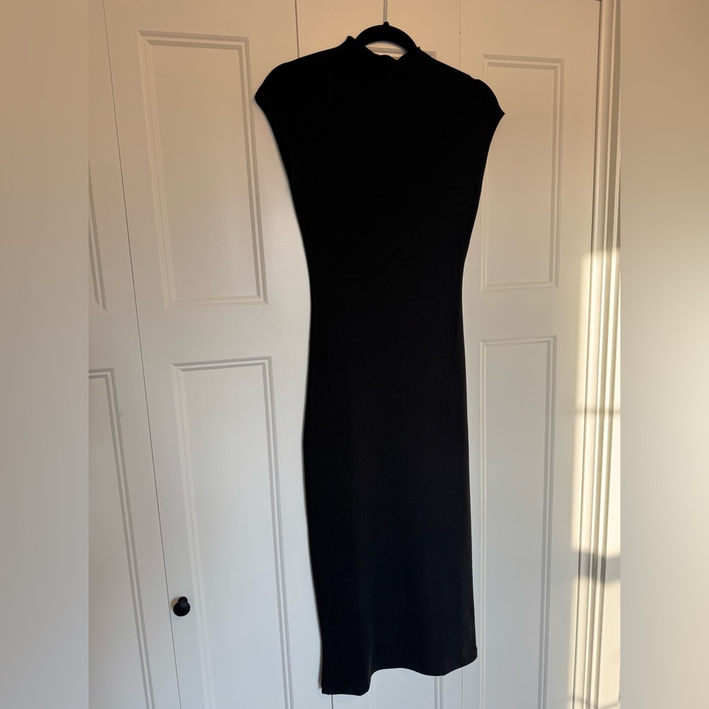 Zara Black Sheath Maxi Dress Cocktail Bateau Neckline